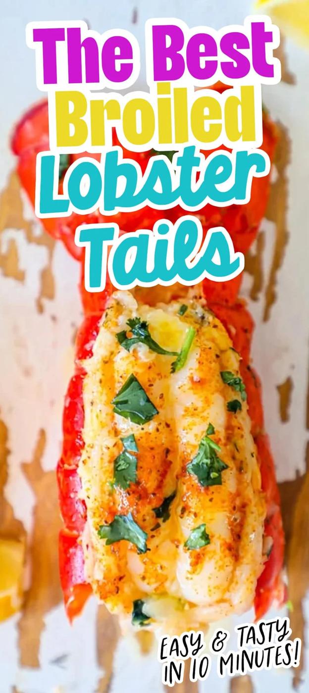 picture of broiled lobster tail on a cutting board