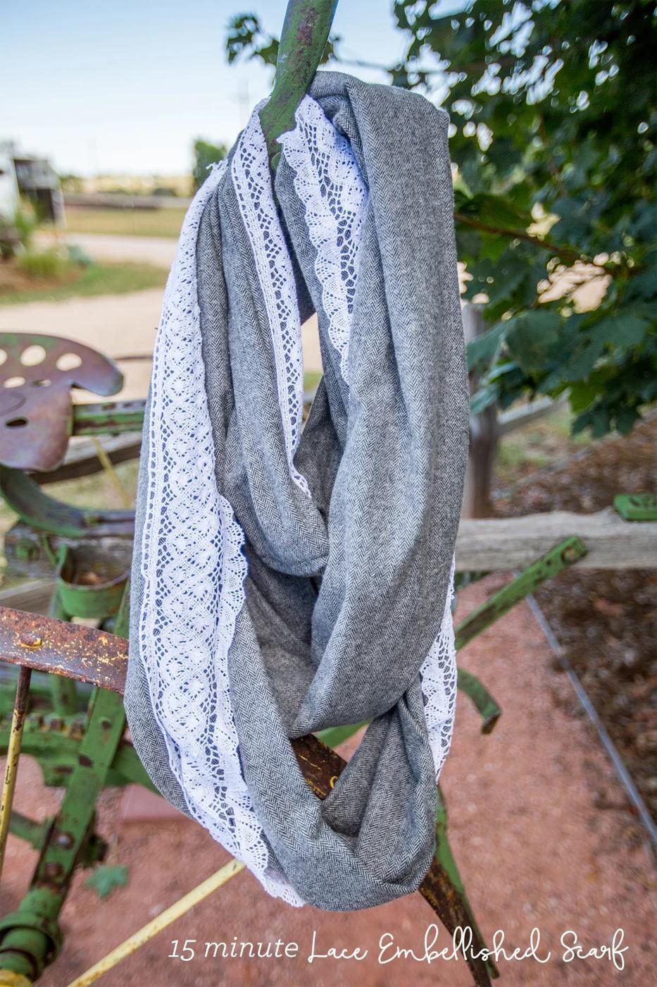 15 Minute Lace Embellished Infinity Scarf