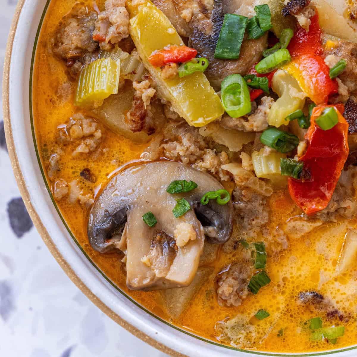20 Minute Creamy Sausage and Mushroom Soup