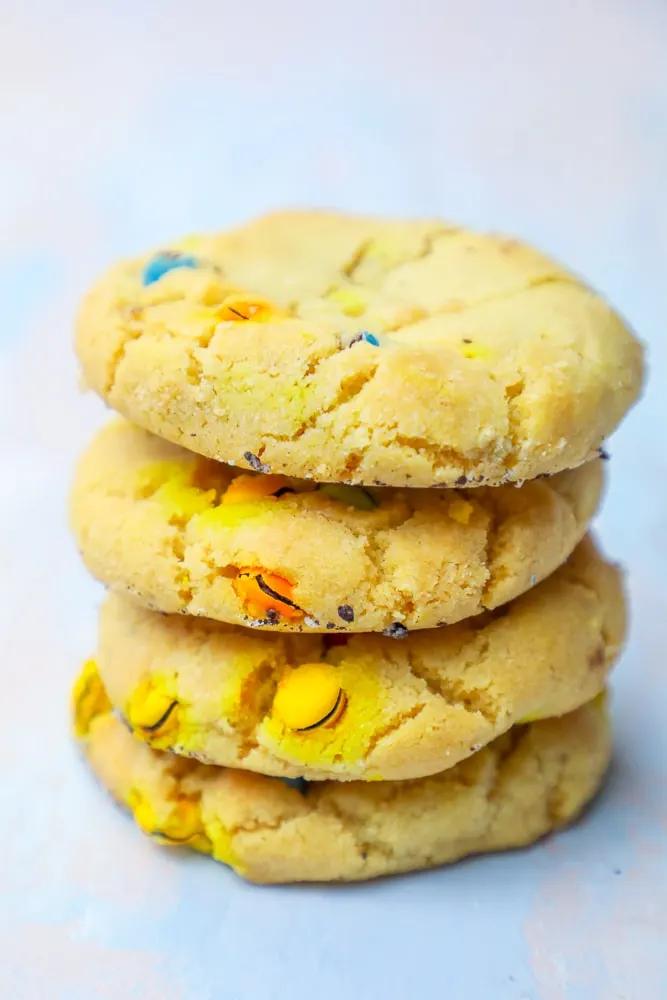 A stack of colorful sprinkle cookies.