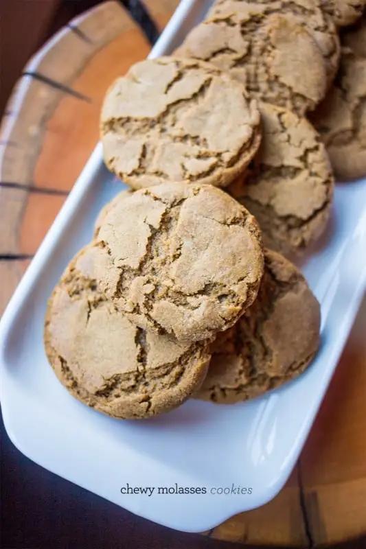 Cherry molasses cookies on a white plate.