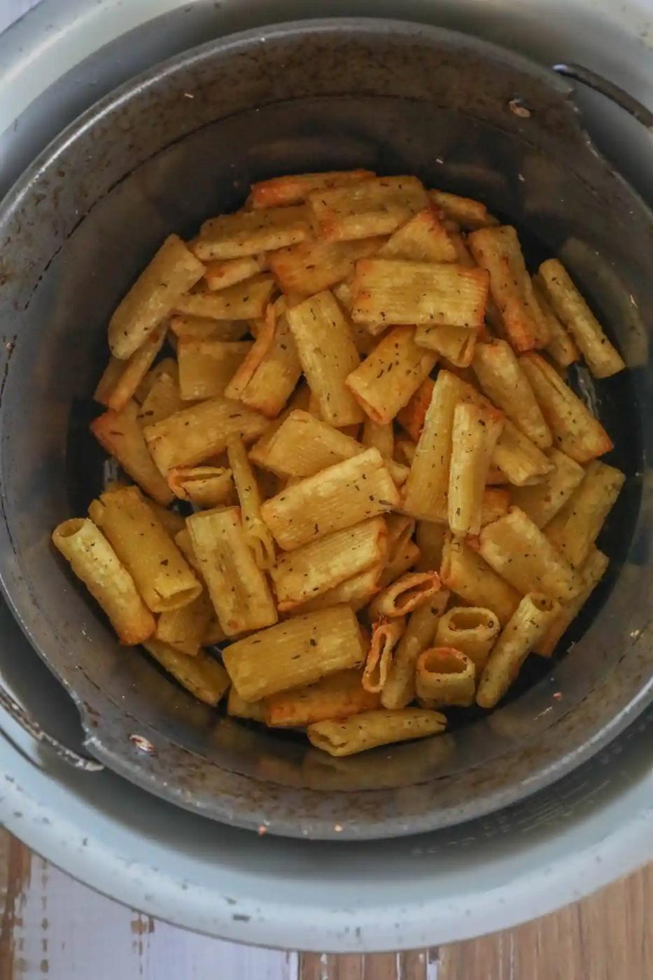picture of pasta chips in an air fryer