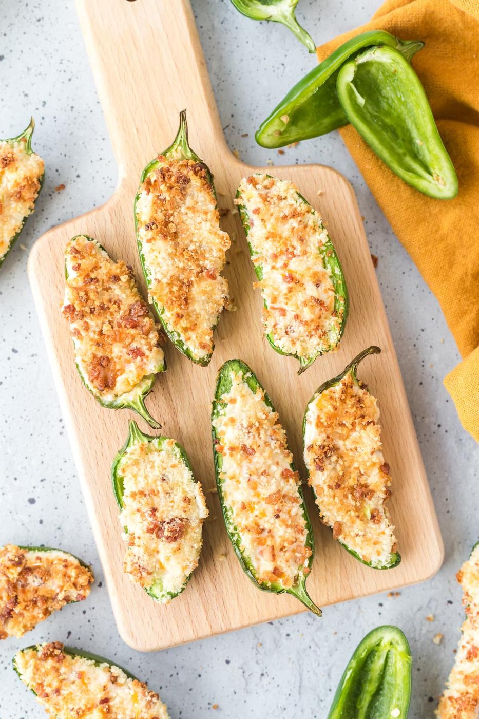 air fried jalapeño poppers stuffed with cream cheese filling and topped with panko breadcrumbs air fried to crispy brown