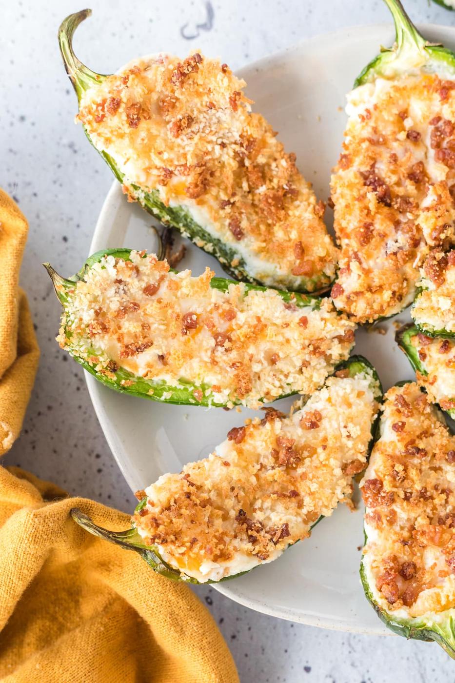 air fried jalapeño poppers stuffed with cream cheese filling and topped with panko breadcrumbs air fried to crispy brown