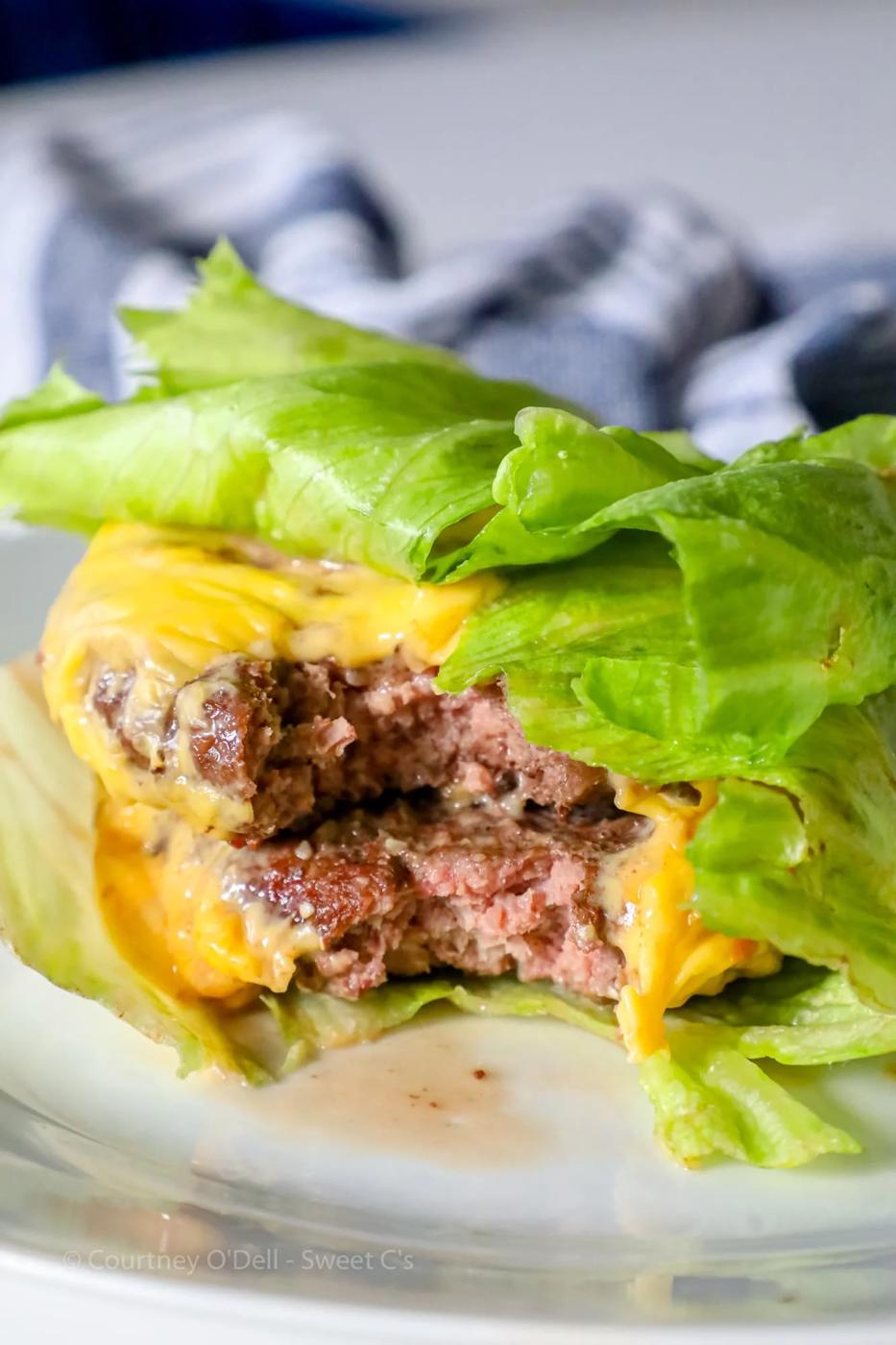 Air Fryer Lettuce Wrap Cheeseburger Recipe