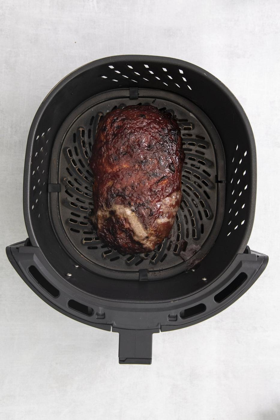 cooked meatloaf in air fryer