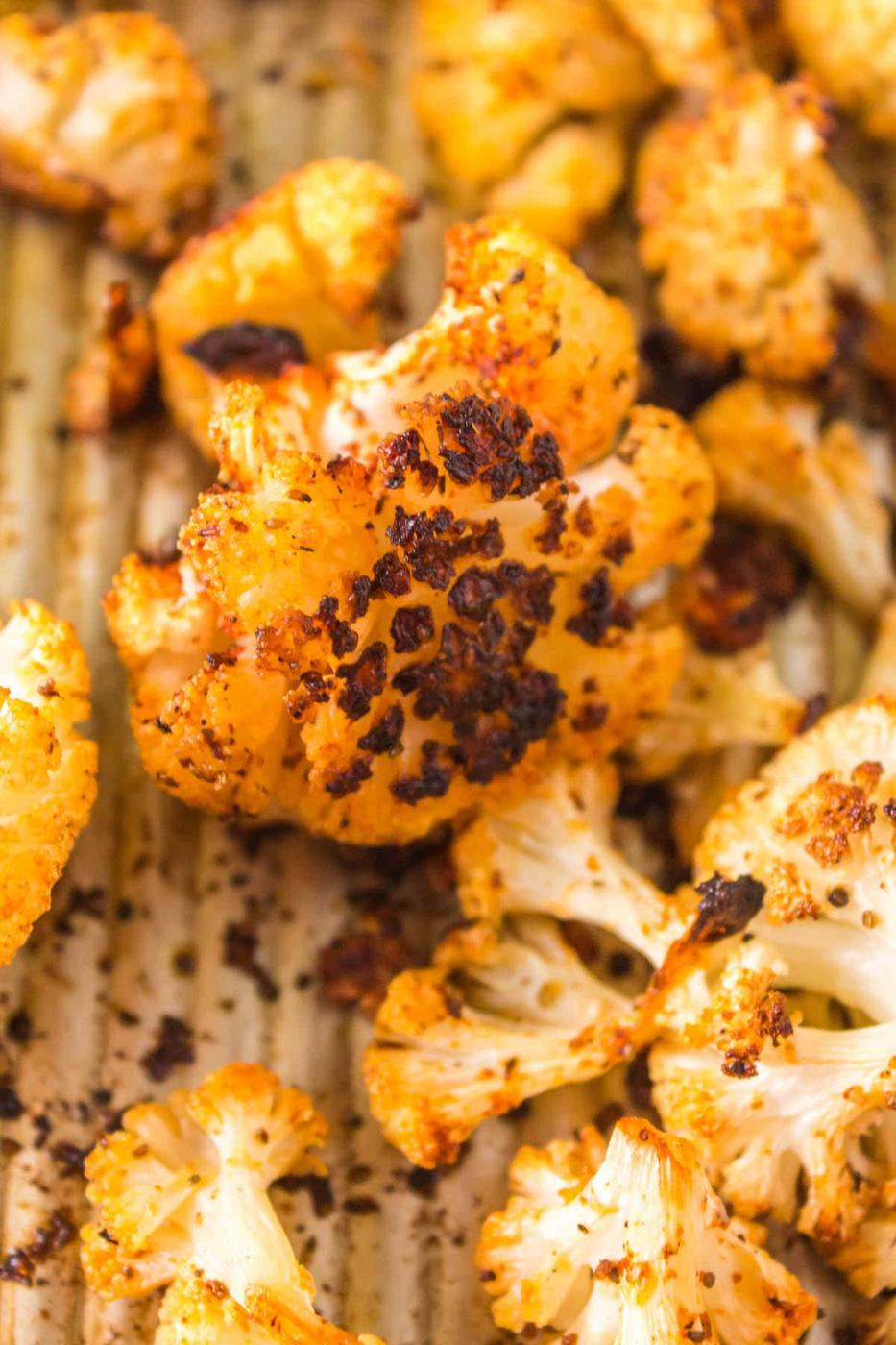 browned cauliflower on a tray