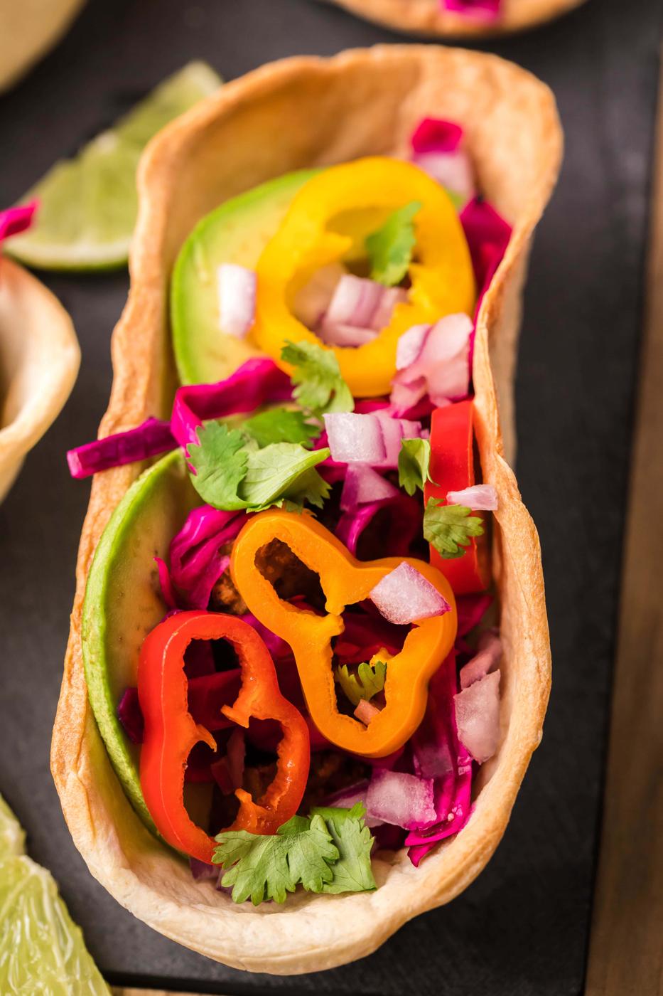 picture of air fryer tofu tacos on a plate