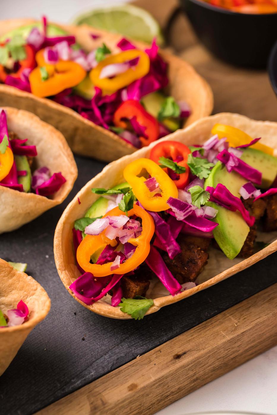 picture of air fryer tofu tacos on a plate