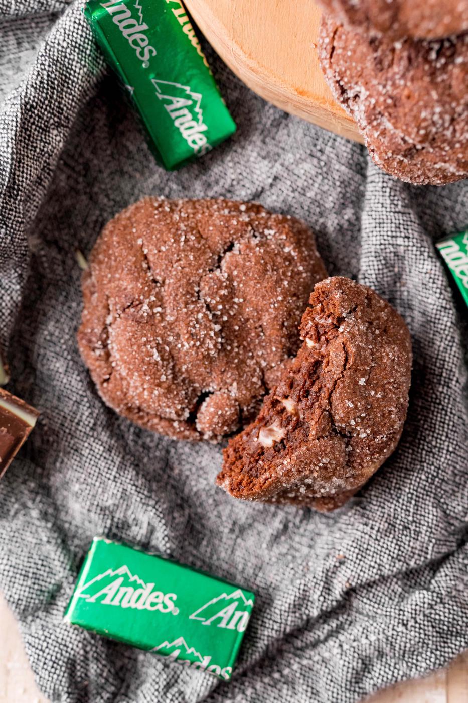 Andes Stuffed Cookies: A chocolate cookie with a bite and mint candy stuffing.