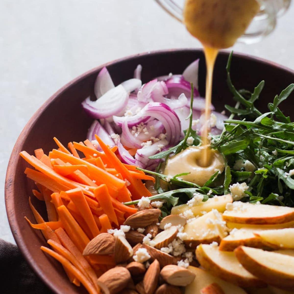 Apple Arugula Almond Salad with Orange Dressing