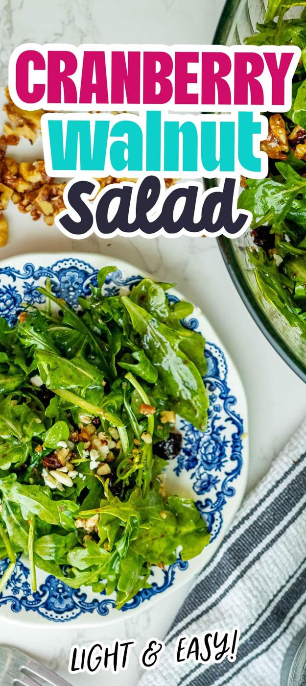 Arugula and walnut salad with cranberries.