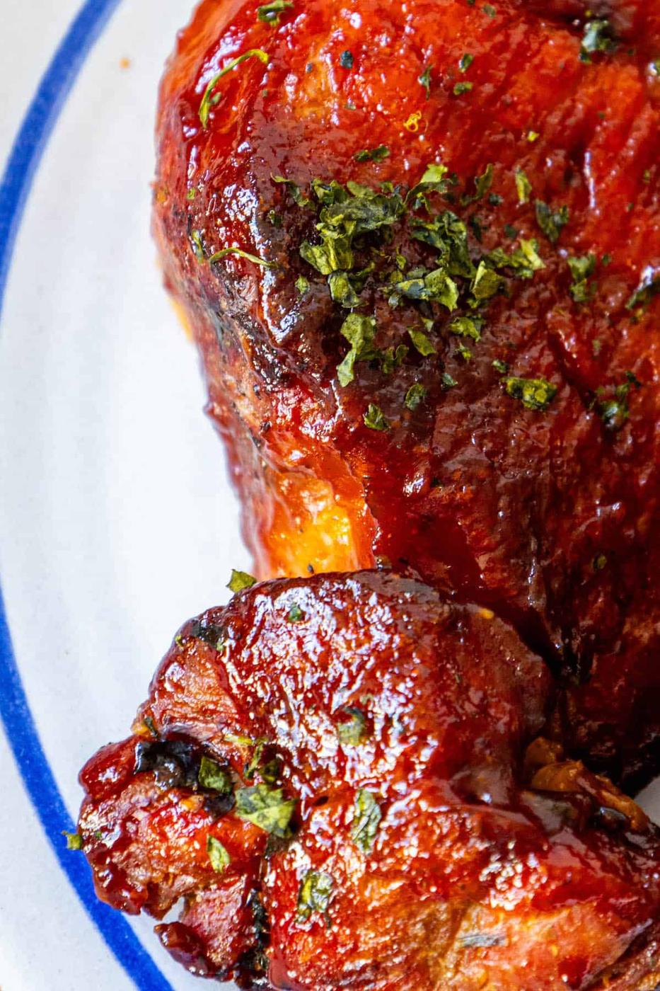 A boneless piece of meat on a plate.