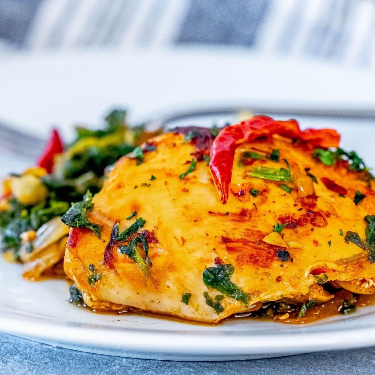 Baked Harissa Chicken and Spinach