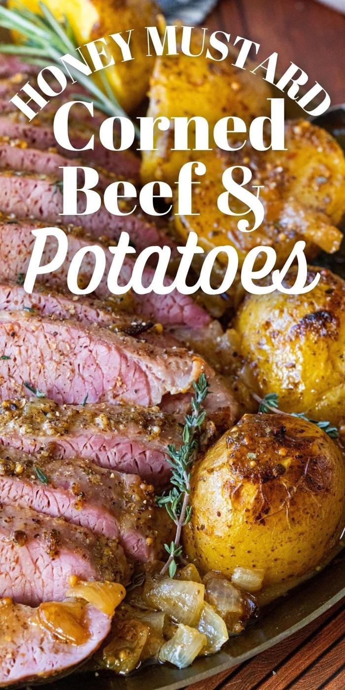 picture of corned beef on a platter with potatoes