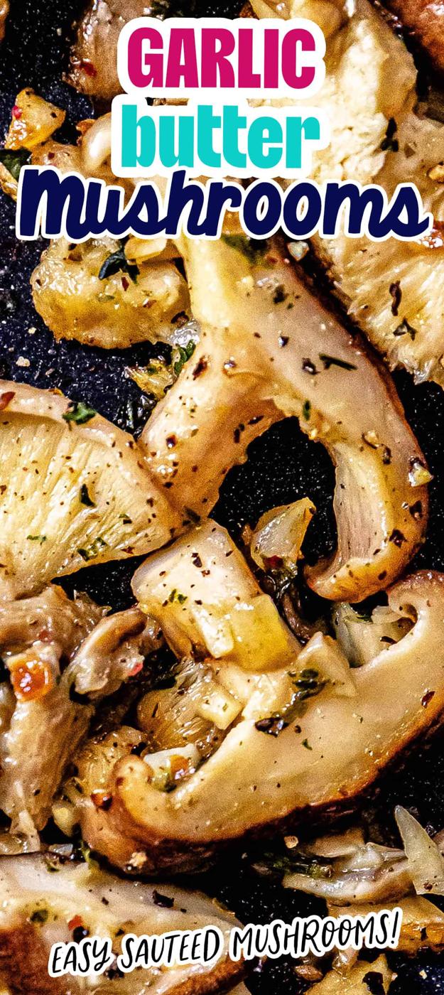 Enjoy the best garlic butter mushrooms as a delectable side dish served on a plate.