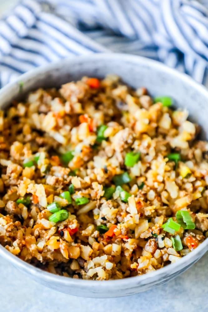 Easy Keto Ground Turkey Fried Rice Recipe.