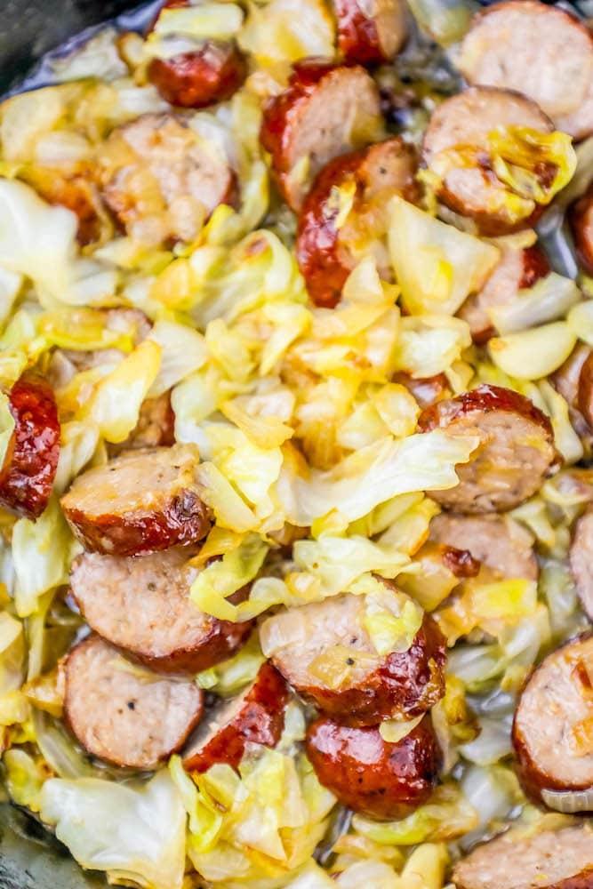 Saint Particks Day Cabbage Recipe: Delicious slow cooker dish with sausage and cabbage.
