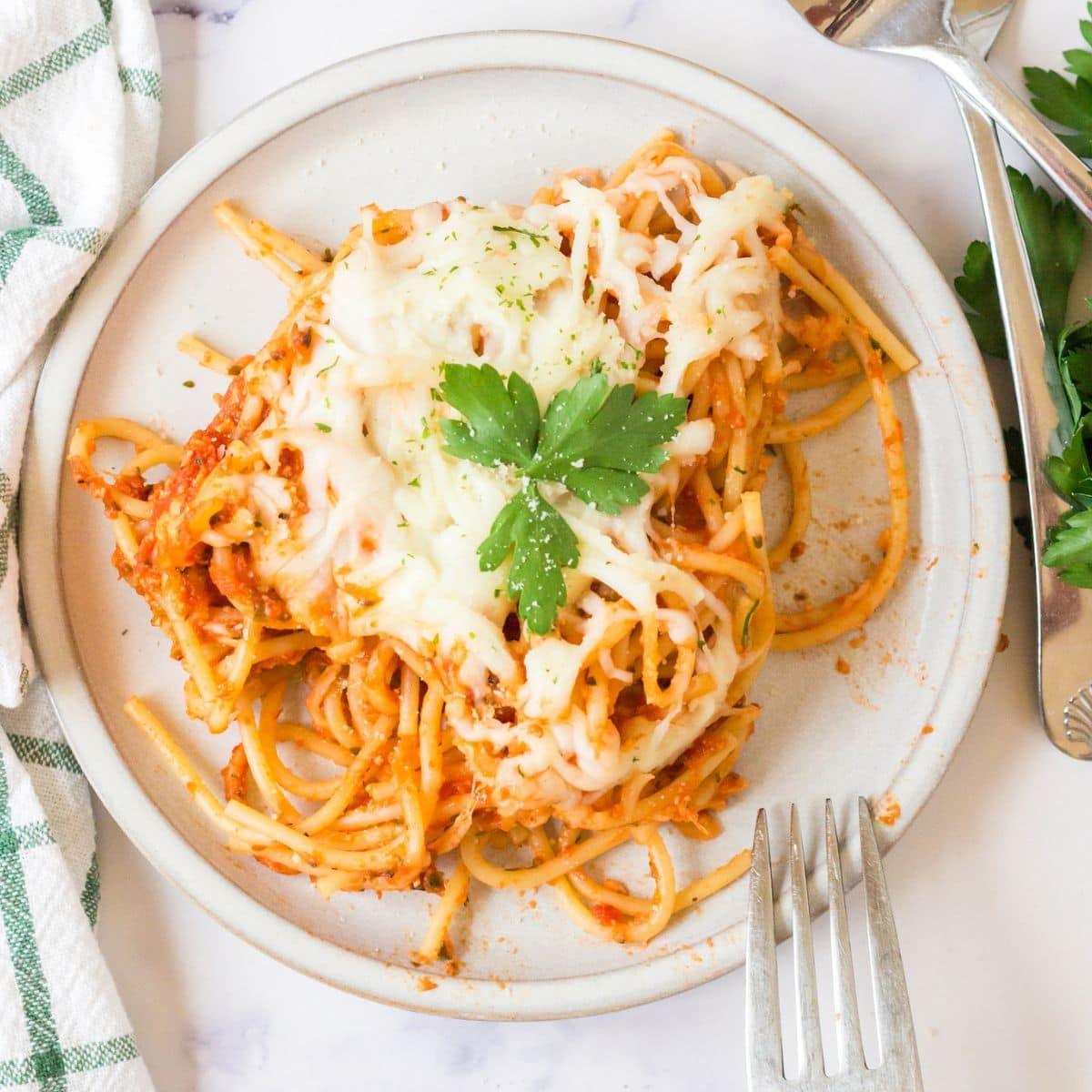 Cheesy Baked Spaghetti
