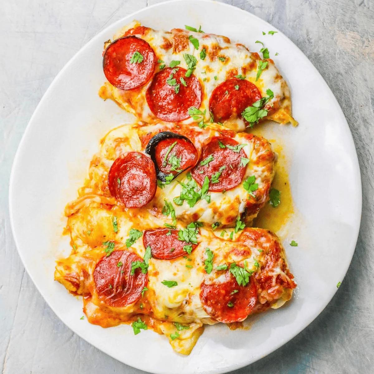 Easy Keto Low Carb Cheesy Pizza Chicken