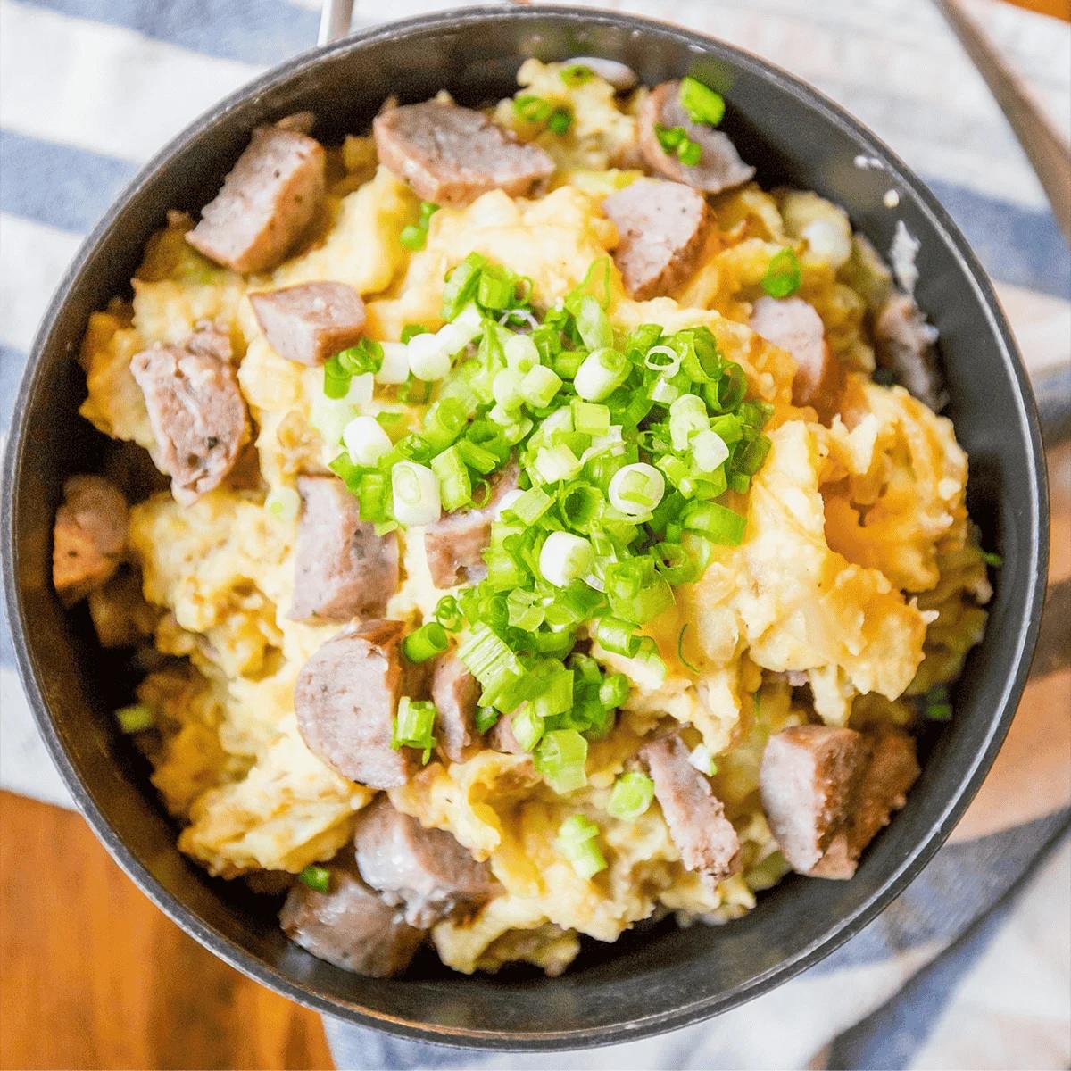 Cheesy Sausage Potatoes and Cabbage