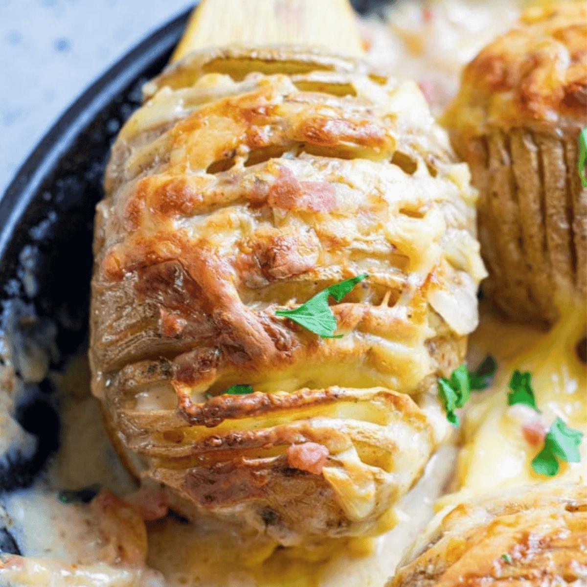 Creamy Cheddar and Bacon Hasselback Potato Gratin Recipe