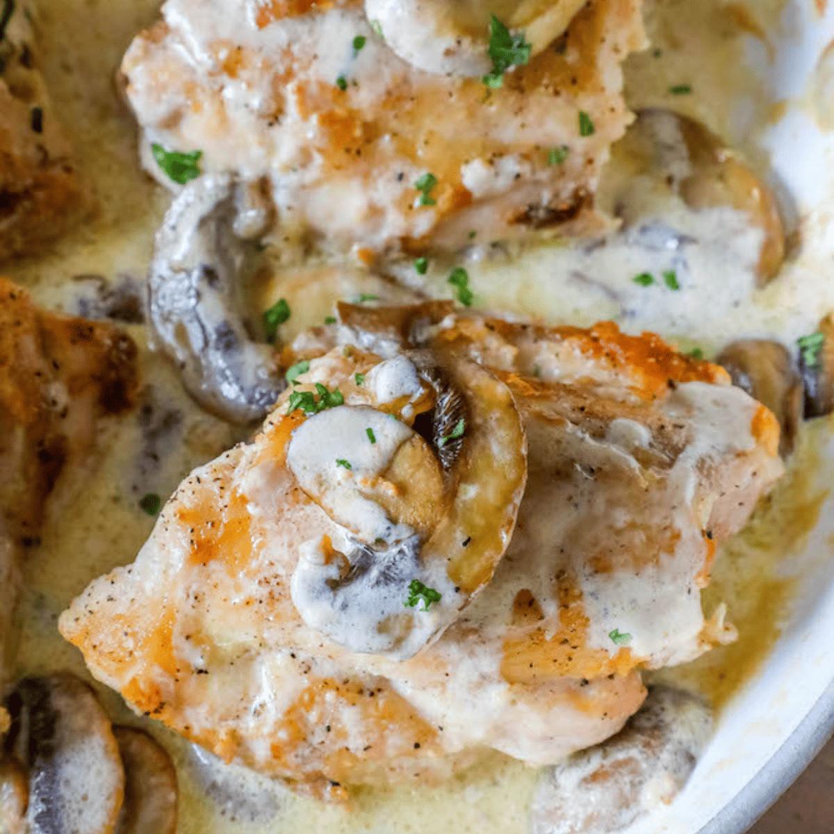 Creamy Garlic Chicken Thighs and Mushrooms