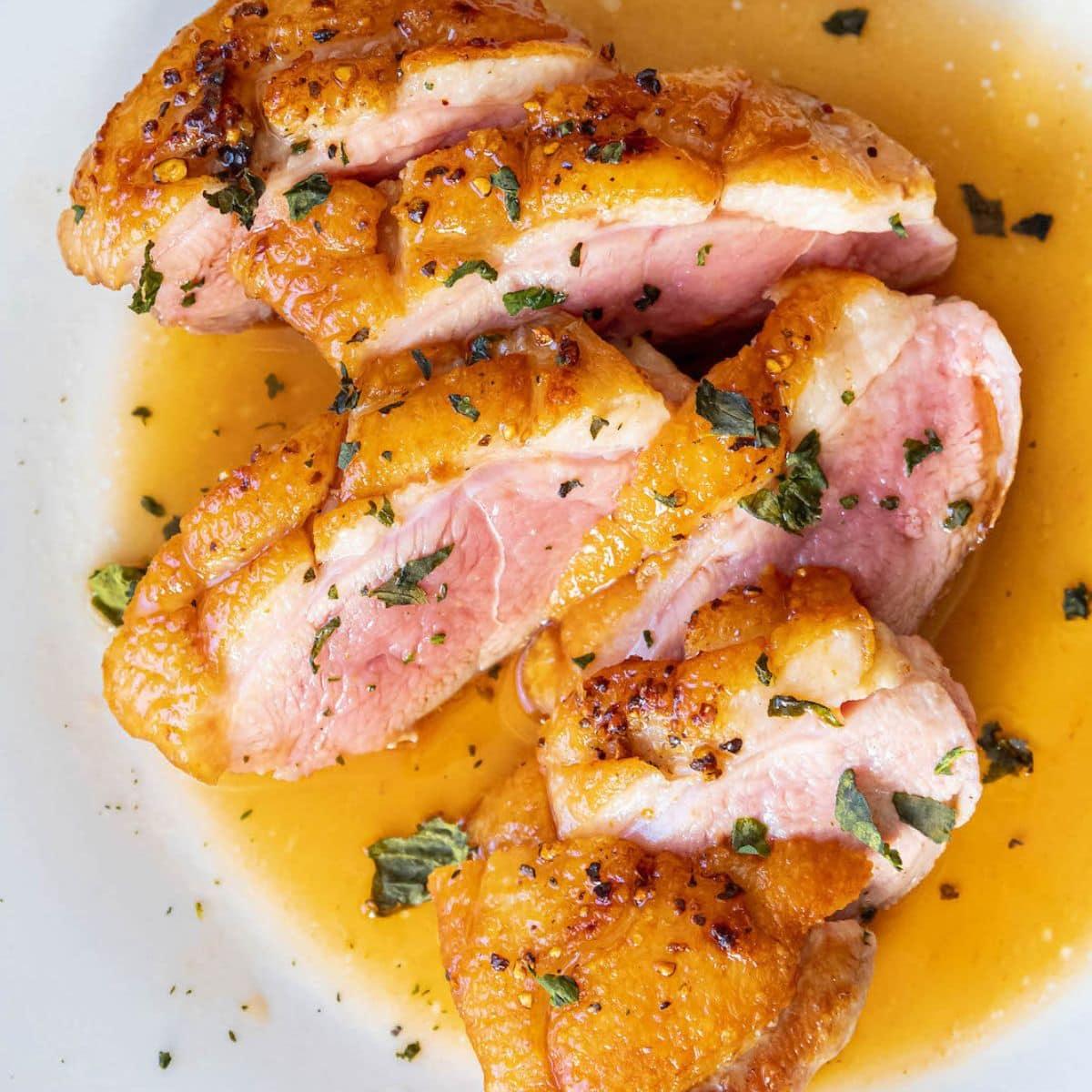 Crispy Seared Duck Breast and Orange Sauce