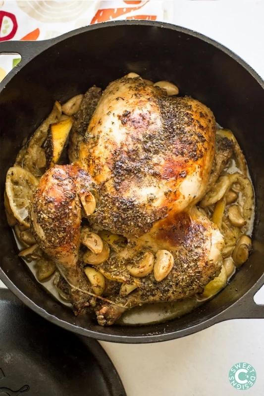Dutch Oven Lemon Garlic Chicken