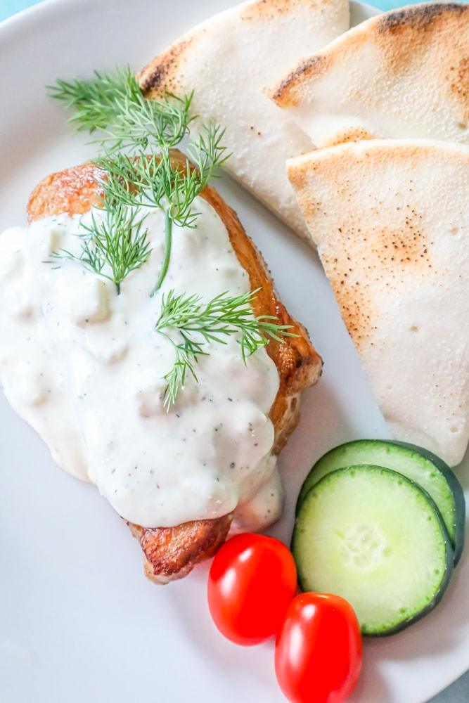 Easy Baked Greek Pork Chops with Creamy Feta Sauce
