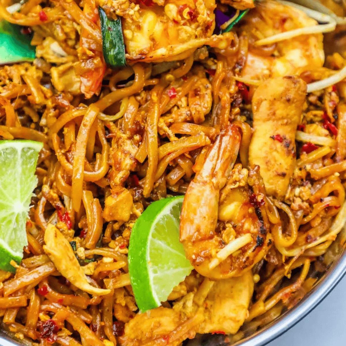 Easy Chicken and Shrimp Pad Thai Noodles Recipe