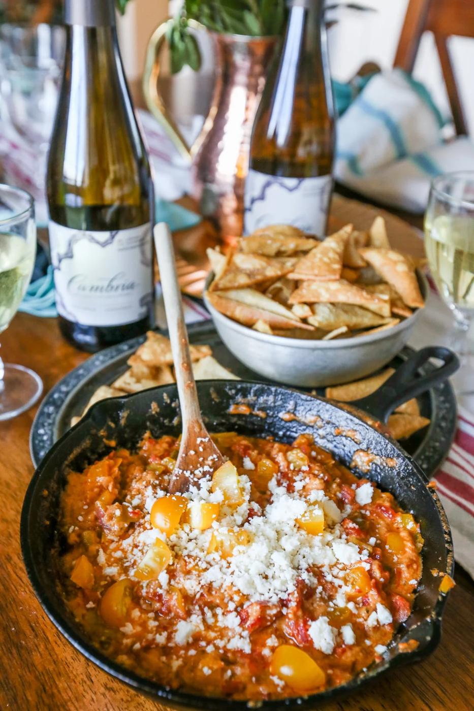 Homemade Tortilla Chips and Cheesy Green Chile Pepper Dip Recipe