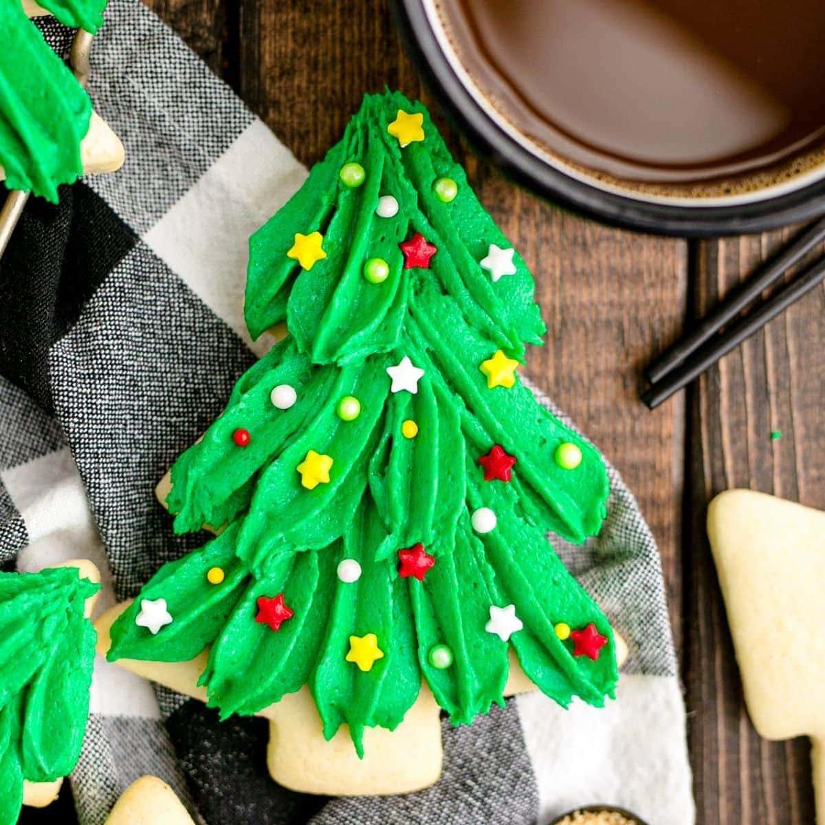 Easy Iced Christmas Tree Shortbread Cookies