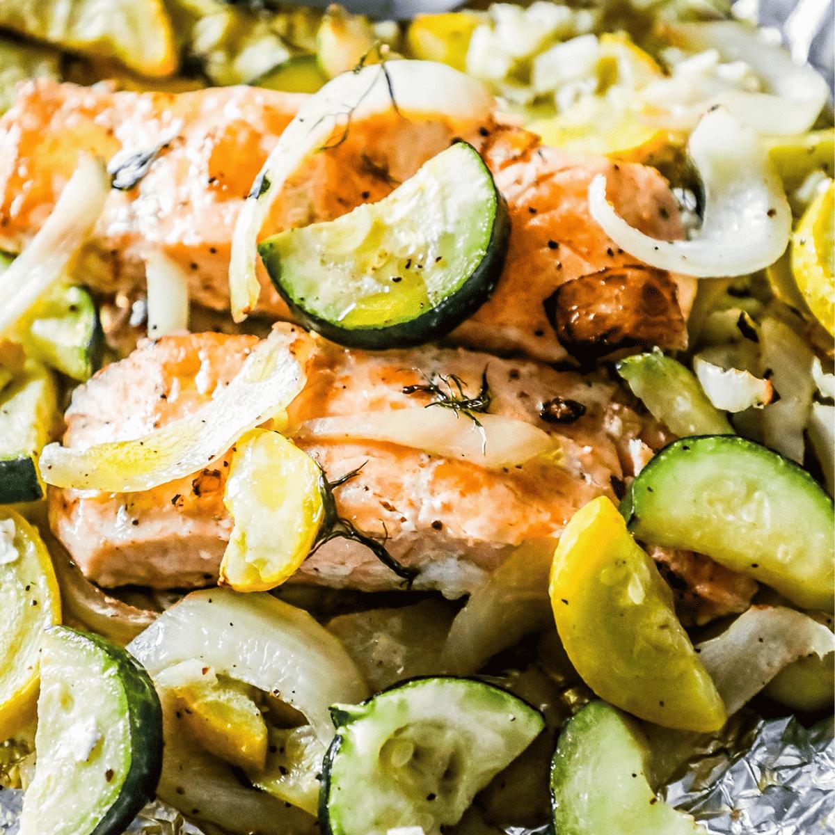 Garlic Herb Salmon and Zucchini Foil Packets