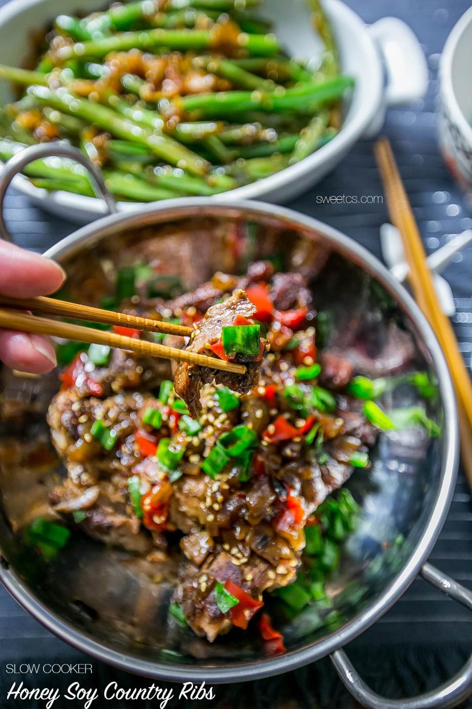 Honey Soy Slow Cooker or Dutch Oven Asian Country Ribs