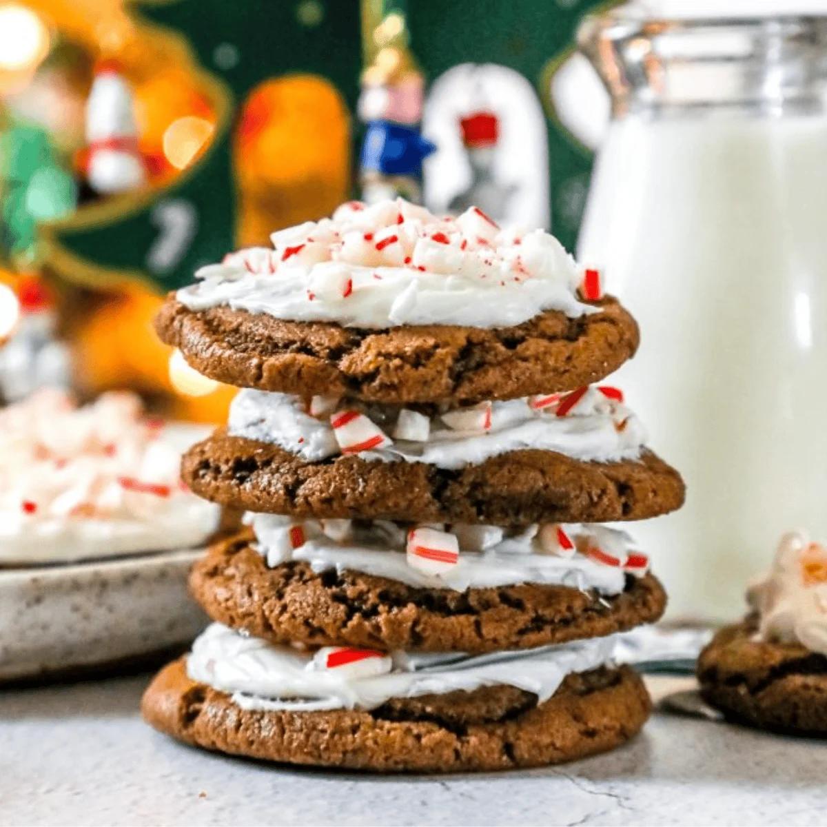 Iced Peppermint Chocolate Cookies