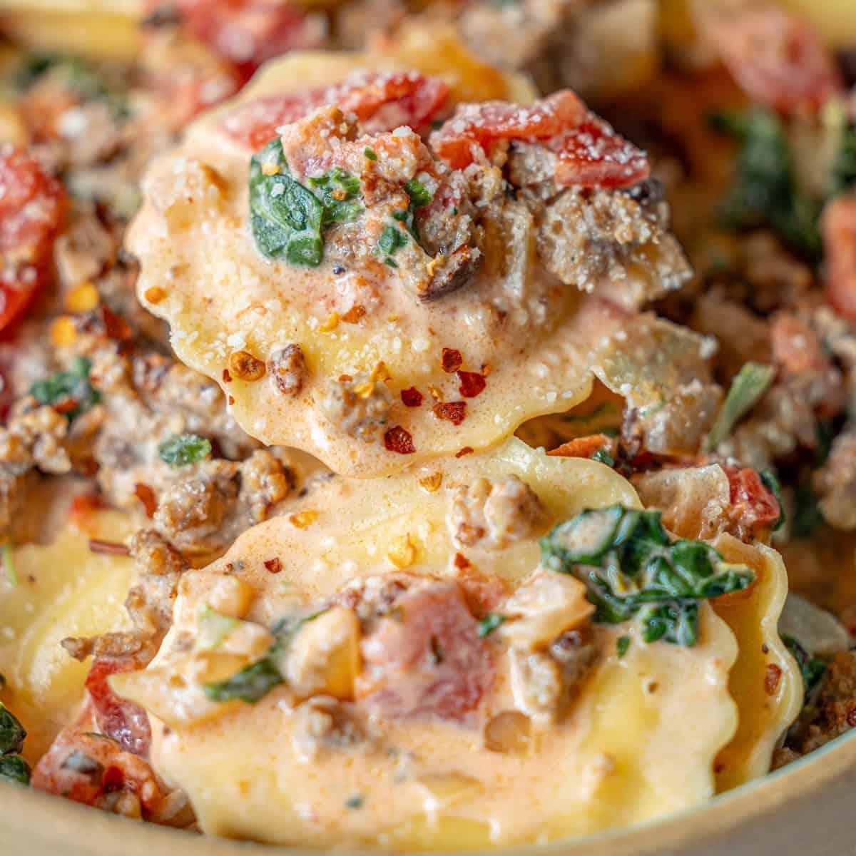 Ravioli With Sausage Tuscan Cream Sauce