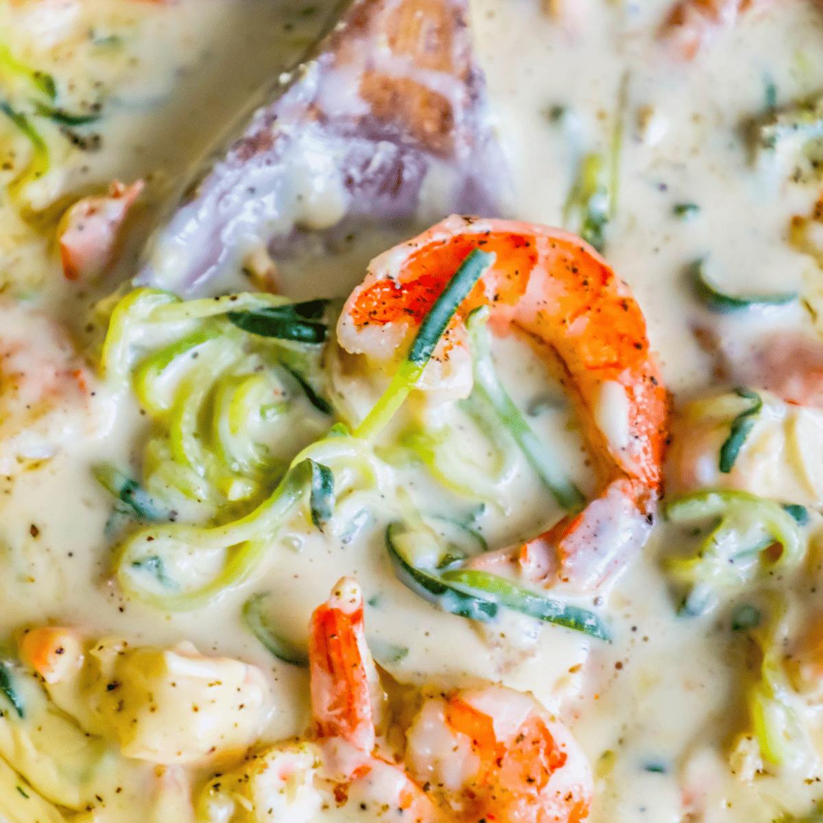 Creamy Shrimp Alfredo with Zucchini Noodles
