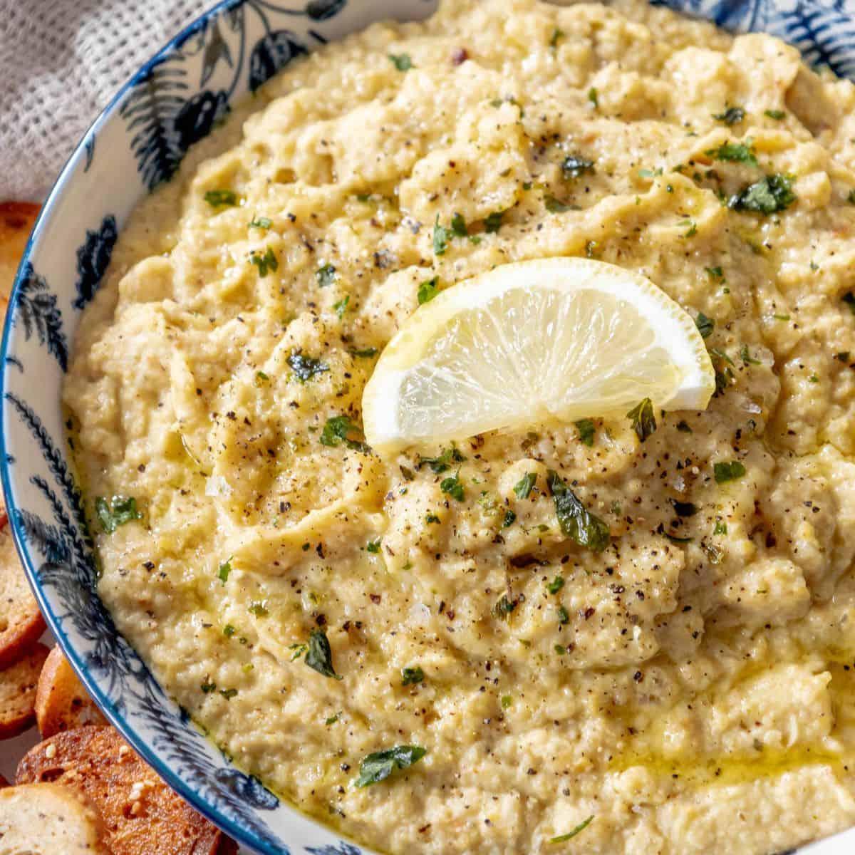 Roasted Lemon Artichoke Chickpea Dip