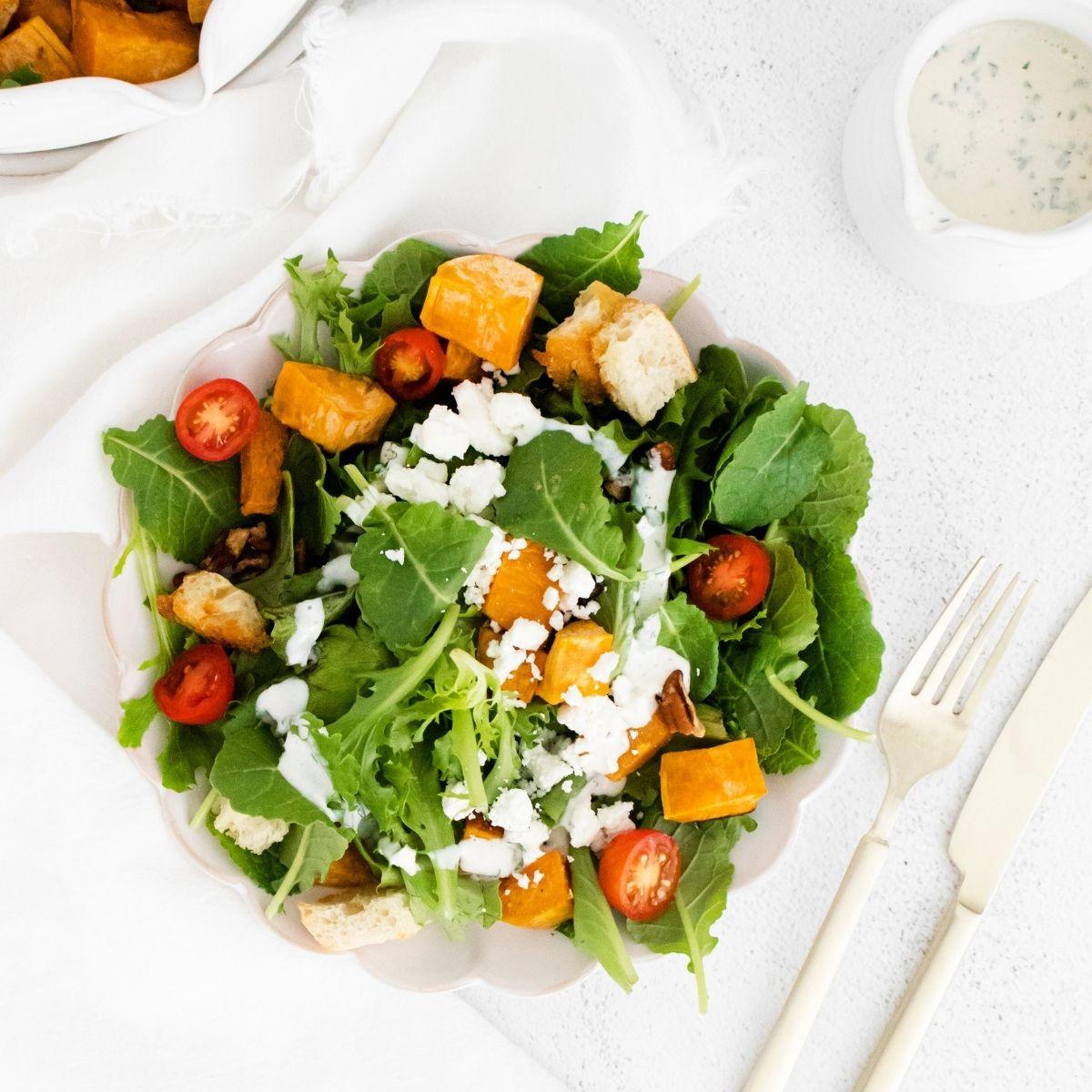 Roasted Sweet Potato and Goat Cheese Salad
