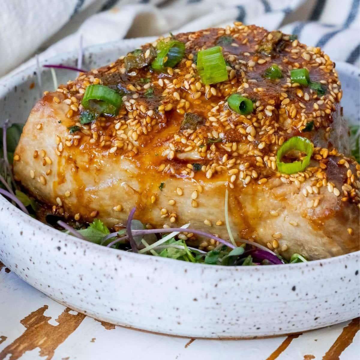 Sesame Crusted Tuna Steaks with Ginger-Soy Sauce