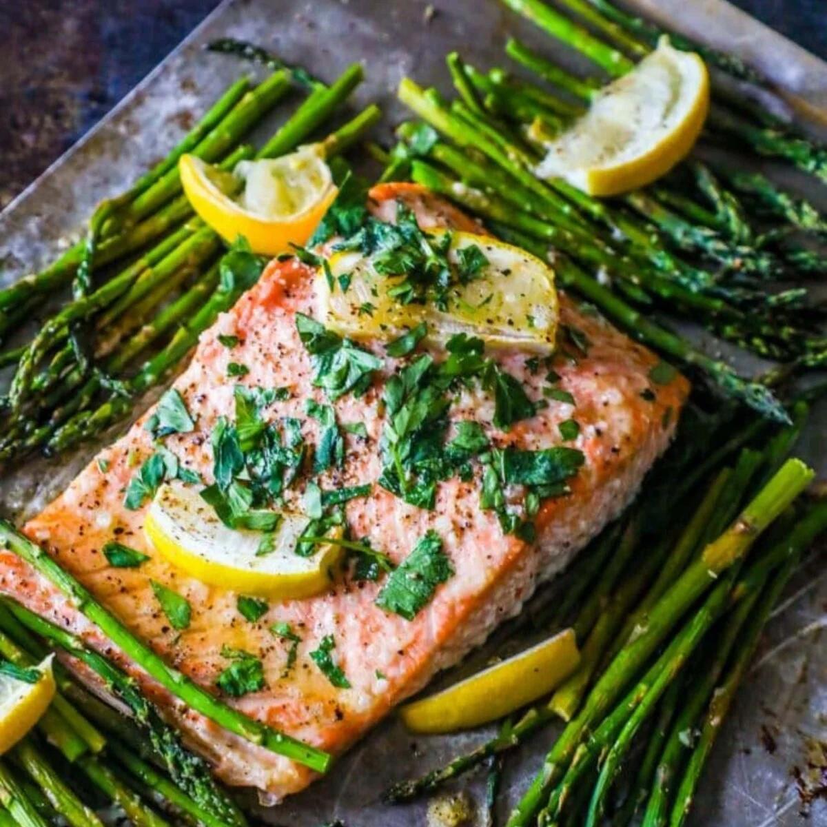 Sheet Pan Lemon Garlic Salmon and Asparagus Dinner