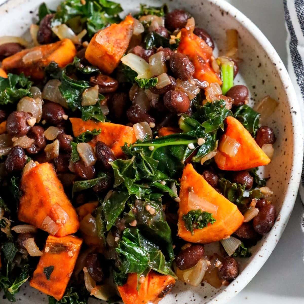 Sweet Potato Kale and Black Bean Skillet