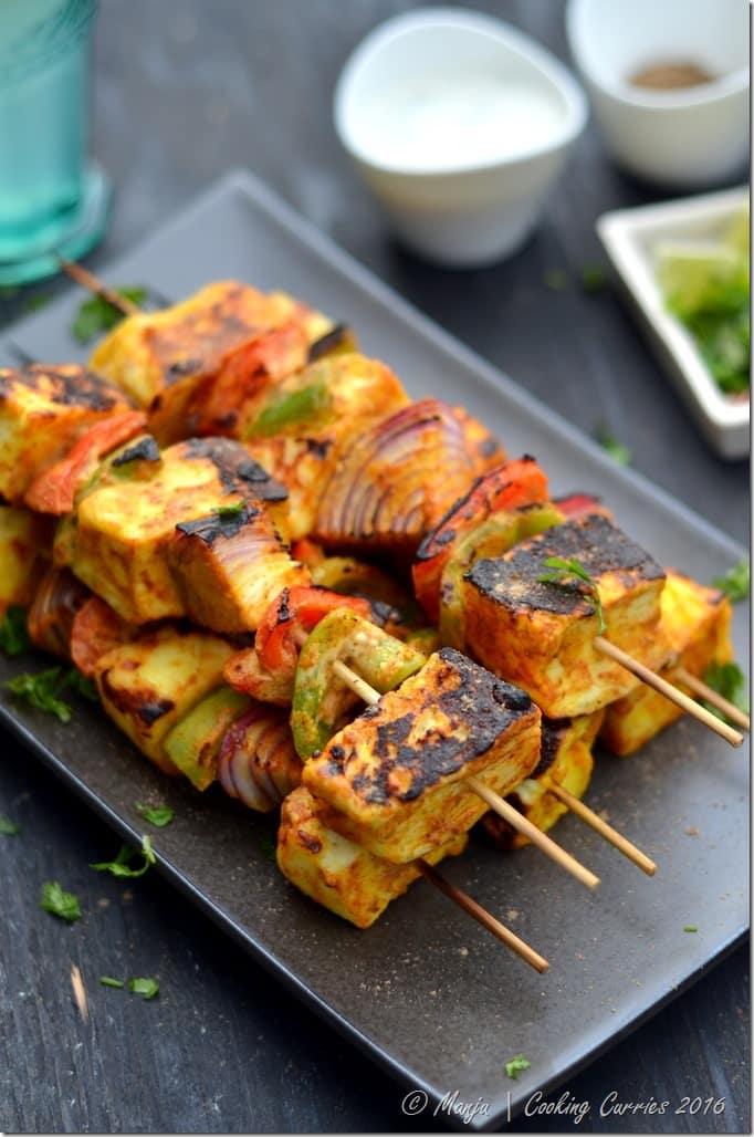 Tikka Grilled Paneer and Vegetable Skewers