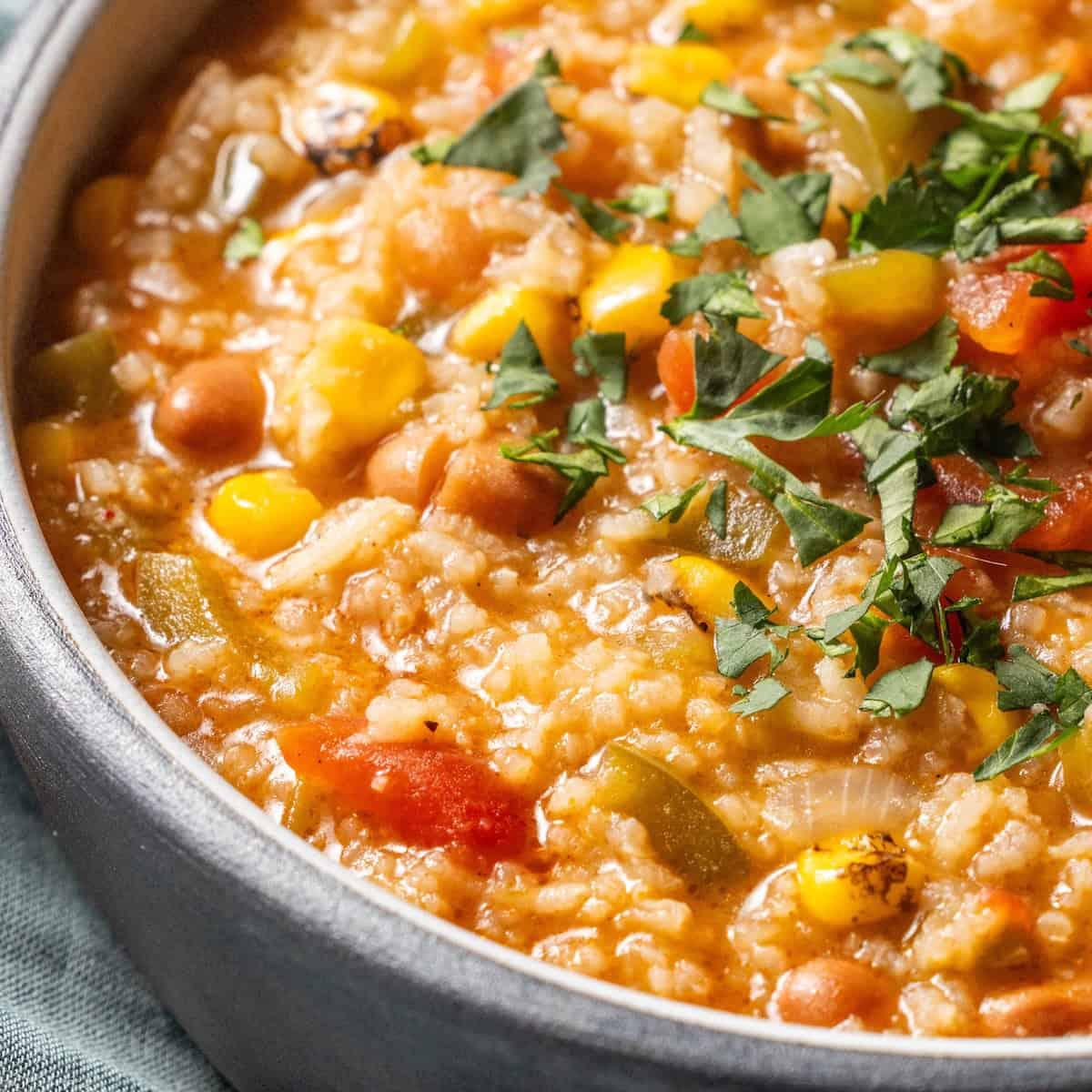 Vegan Charro Bean and Rice Soup
