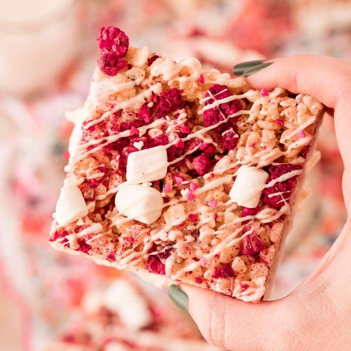 White Chocolate Raspberry Rice Krispie Treats