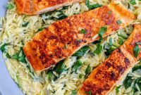 Creamy Salmon Florentine Orzo