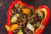 Flavor-Packed Vegan Lentil & Veggie Stuffed Peppers