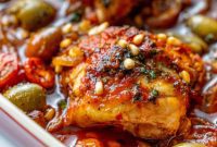 Zesty Harissa Chicken Thighs with Briny Olives