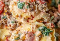 Creamy Tuscan Sausage Ravioli